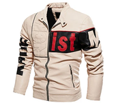 Men's PU Leather Jacket Winter Warm Fleece Motorcycle Biker Coat Retro Vintage Style with Letters Embellished