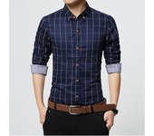 New fashion brand mens shirt cotton plaid men shirt slim fit social shirt men long-sleeved business camisas hombre m-5xl
