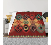 Vintage Turkish Kilim Blankets Warm Flannel Bohemian Geometric Diamond Tribal Ethnic Art Throw Blanket for Bed Travel Rug Piece