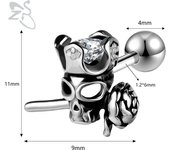 ZS 1 PC Punk Gothic Skull Stud Earring For Men Women Spider Snake Earrings Ear Studs Cartilage Helix Lobe Piercing Jewelry 16G