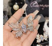 Xiang Tai Butterfly Micro-modified Heavy-duty Set Real Gold-plated Micro-inlaid Simulated Diamond Cuic Rich Lady All-match Ring