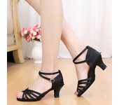 Zapatos De Baile Latino Femenino Adulto Suave Fondo Nacional Estándar De Baile Medio Tacón Alto Grandes Niños Práctica Satén Profesional De Baile Vaquero Zapatos De Baile