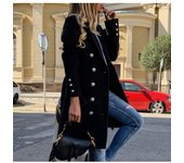 Chaqueta cortavientos con solapa de doble botonadura para mujer, abrigo ajustado, invierno, nuevo