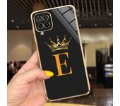 Samsung Galaxy A12 Case Cover Black Luxury Plating Square Frame Latters ABC Back Shell For Samsung A12 A 12 Soft TPU Shockproof