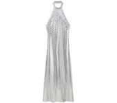 - Sleeveless Halter Neck Dress for Women, Sequins with Open ck, Fashionable European and American Style, Bestselling