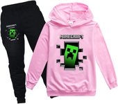 Minecraft Boys 2 Piece Fleece Pants Sets, Pullover Hoodie and Jogger Set for Boys