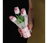 Portable Realistic Artificial Tulip Bouquet PU Simulation Tulip Flower with Bucket Fake Flower Bunch Car Mounted Ornaments
