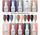 Arte Clavo conjunto esmalte uñas gel 10 piezas 354 colores gel mixto semipermanente barniz arte LED gel ultravioleta empapado