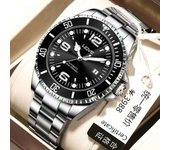Moda luz lujo negocios totalmente automático cuarzo correa de acero digital verde aqua ghost relojes para hombres