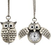 Fashion Vintage Men Women Pocket Watch Alloy Retro Owl Shape Clock Pendant Long Necklace Chain Watches Birthday Gifts