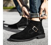 Botas Martin de piel de vaca anti-terciopelo esmeriladas botas cortas altas de otoño e invierno de cuero genuino para hombres