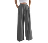 Women's Office Pants Loose Solid Wide Leg High Waist Female Trousers 90s Elastic Chic and Elegant Classic Cotton