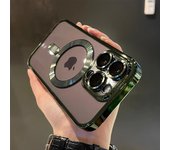 Funda de lujo magnética para iPhone 11 12 13 14 15 16 Pro Max A prueba de golpes, carga inalámbrica, silicona revestida