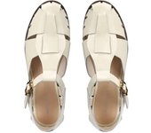 Fabric Rubber Buckle Strap Hoof Heels Low Sandals Woman Leather Low-heeled Slides Ho