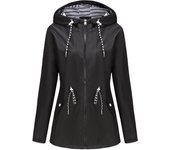 Long-sleeved waterproof mid-length trench coat female hooded striped raincoat