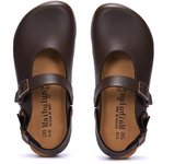 Zapatillas Baotou de corcho para mujer, sandalias esmeriladas de cuero Vintage Mary Jane versátiles con parte inferior plana, zapatos de mujer