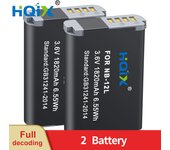 HQIX for Canon PowerShot N100 GX1-Mark-Ⅱ LEGRIA mini X camera NB-12L Dual Charger Battery