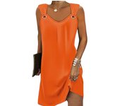 Vestido casual de mujer otoño/invierno sin mangas con cuello en V y botón metálico