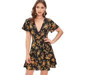 Elegant Mini Beach Dress Long Sleeves Women's Fashion with Floral Charm