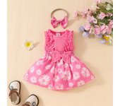 2024 Bebé Niña Sin Mangas Encaje Triángulo Sudadera 0-1 Años Bebé Flor Lazo Body Vestido Cinta Para El Pelo