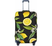 Lavender Glitter Foil Stripes Luggage Cover Washable Elasticated Luggage Covers for Suitcase tsa Approved Stylish Dust and Scratch Resistant Luggage Case Protector for Kids and Adults-Lemon Fruits Flowers Leaves
