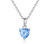 Eudora 925 Sterling Silver Birthstone Heart Zircon Necklace March Sept Dec Colorful Zircon Pendant Simple Jewelry For Women Gift