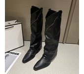 Botas De Remache Marrón Vintage Para Mujer Botas De Mujer Francesas Botas De Vaquero Occidentales Versátiles