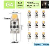 10pcs G4 LED Bulb 2W 3W AC DC12V 24V 2835 SMD Dimmable Warm Cold White 360 Degree Angle Chandelier Light Replace Halogen Lamp