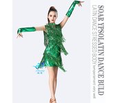 Vestido De Baile Latino, Vestido De Baile Con Borlas De Lentejuelas, Vestido De Actuación Escénica, Vestido De Baile De Fiesta, Vestido De Baile De Competición Vestido De Actuación