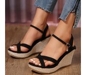 Sandalias de tacón de cuña para mujer, zapatos de moda, Verano