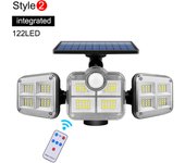 Super brillo Solar luces 122led impermeable interior al aire libre de la lámpara Solar con la cabeza ajustable