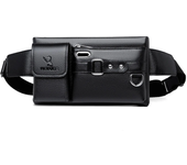 Bolso de pecho informal multifunción para hombre, bolsa deportiva de PU de gran capacidad y comodidad, bandolera de cintura para