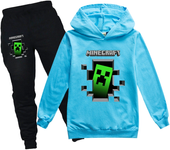 Minecraft Boys 2 Piece Fleece Pants Sets, Pullover Hoodie and Jogger Set for Boys