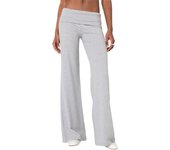 Solid Wide Leg Sweatpants for Women Fold Over Low Rise Flare Yoga Lounge Pants Back to School Clothes for Teen Girls