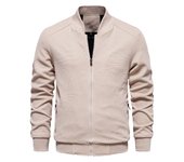 AIOPESON-Chaqueta Bomber forrada de lana para hombre, abrigo cálido informal con bolsillo con cremallera, prendas de vestir, Otoño e Invierno