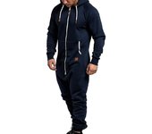 Men Onesie All In One Hoodie Zip Jumpsuit Winter Casual Hooded Romper Playsuit ZX