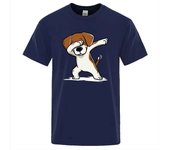 Loose and Breathable Hip-Hop Dog Print Crew Neck for Men, Casual Summer Shirt