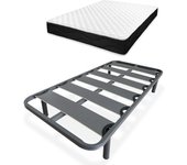 Completa con Colchón Sleep Pro Reversible + Somier de Láminas Reforzado con 4 Patas Cilíndricas Metálicas Roscadas, 90 x 190