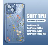 For iPhone 15 14 Pro Max 13 Pro Flower Pattern Phone Case Shockproof Bumper Silicone Soft Back Cover For iPhone 15 Pro Max 14 13