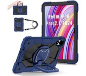 For Redmi 12.1 SE 8.7 Xiaomi Pad 7 Pro 11.2 2024 360 Rotating Heavy Armor Red Tablet Case Silicone Shockproof Cover