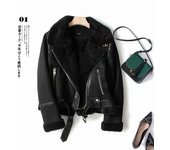 Nueva ropa de mujer invierno Chaqueta de gamuza de doble cara para motocicleta，Moda al aire libre