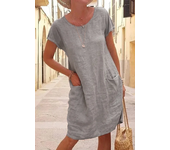 Vestidos informales para Mujer, novedad De verano 2025, vestido De manga corta De lino y algodón, Vestidos Negros para Mujer