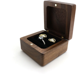 Walnut Wood Ring Organizer Portable Small Wooden Case Gift for Men Women Double Ring Box