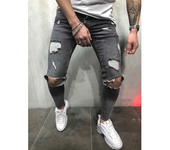Pantalones vaqueros rasgados para hombre, Vaqueros ajustados informales a la moda, ropa para hombre