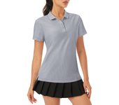 MAGCOMSEN Women's Polo Shirts Short Sleeve Golf Tennis Shirt 4-Button Sports Collared Quick Dry Textured Tops
