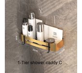 Organizador de accesorios de baño, toallero negro y dorado, soporte para pañuelos, carrito de ducha, estante de esquina