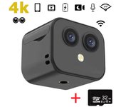 Mini WiFi IP Camera D3 HD 4K Wireless Security Surveillance Dual Cam Night Vision for Smart Home Sports Monitor Built-in Battery