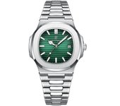Reloj Deportivo POEDAGAR Cuarzo, Dial Cuadrado, Resistente al Agua, Luminoso, Regalo Perfecto para Hombres Correa de Acero Inoxidable