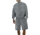 Cuello Redondo Camiseta de los Hombres Pantalones Cortos de Manga Larga Conjunto Suelto Casual Deportes