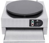 Professional crepe maker with wooden spoon (3000 W, non-stick, adjustable temperature 50-300) for crepes 400 mm